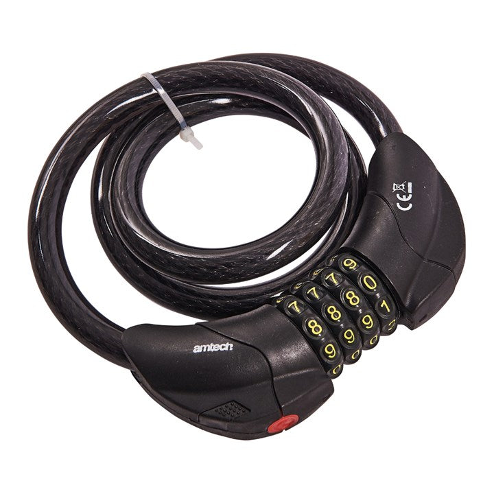 Amtech 900mm (35") X 12mm Security Cable With Built-in LED Combination Lock product image