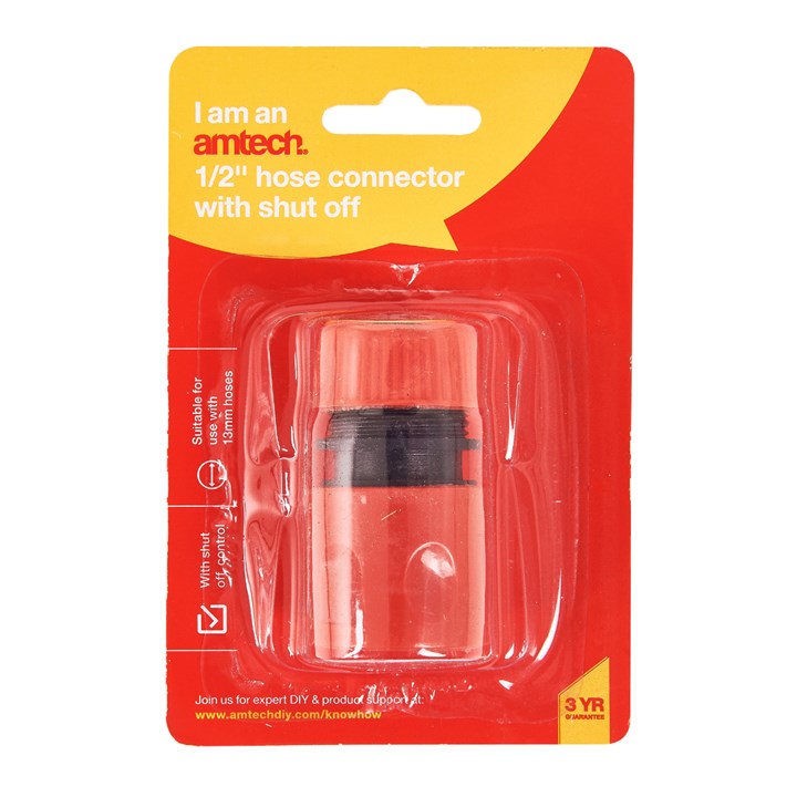 Amtech 13mm (1/2") Hose connector with shut off product image 2