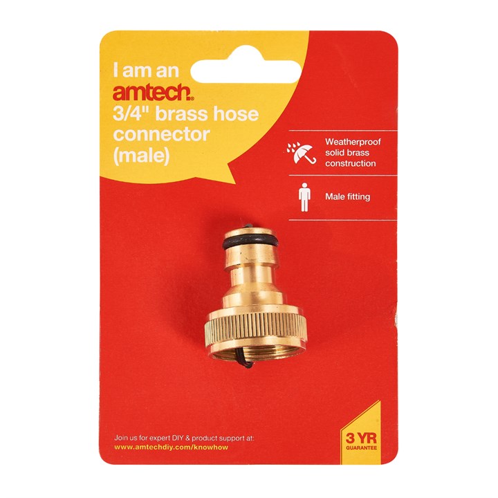 Amtech 19mm (3/4") Brass hose connector - male product image 2