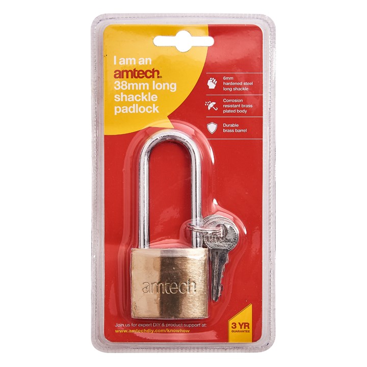 Amtech 38mm Long Shackle Padlock product image - image 2