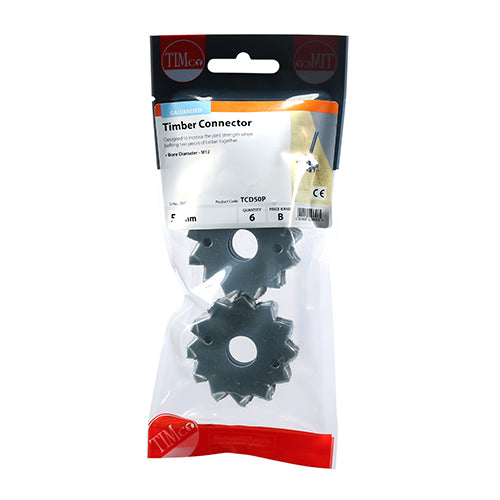 Double Timber Connector Galv 50mm / M12 - 6 pack