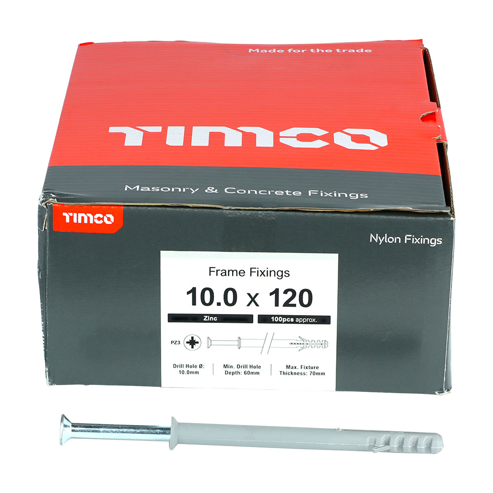 Nylon Frame Fixing - BZP 10.0 x 120 - 100 pack