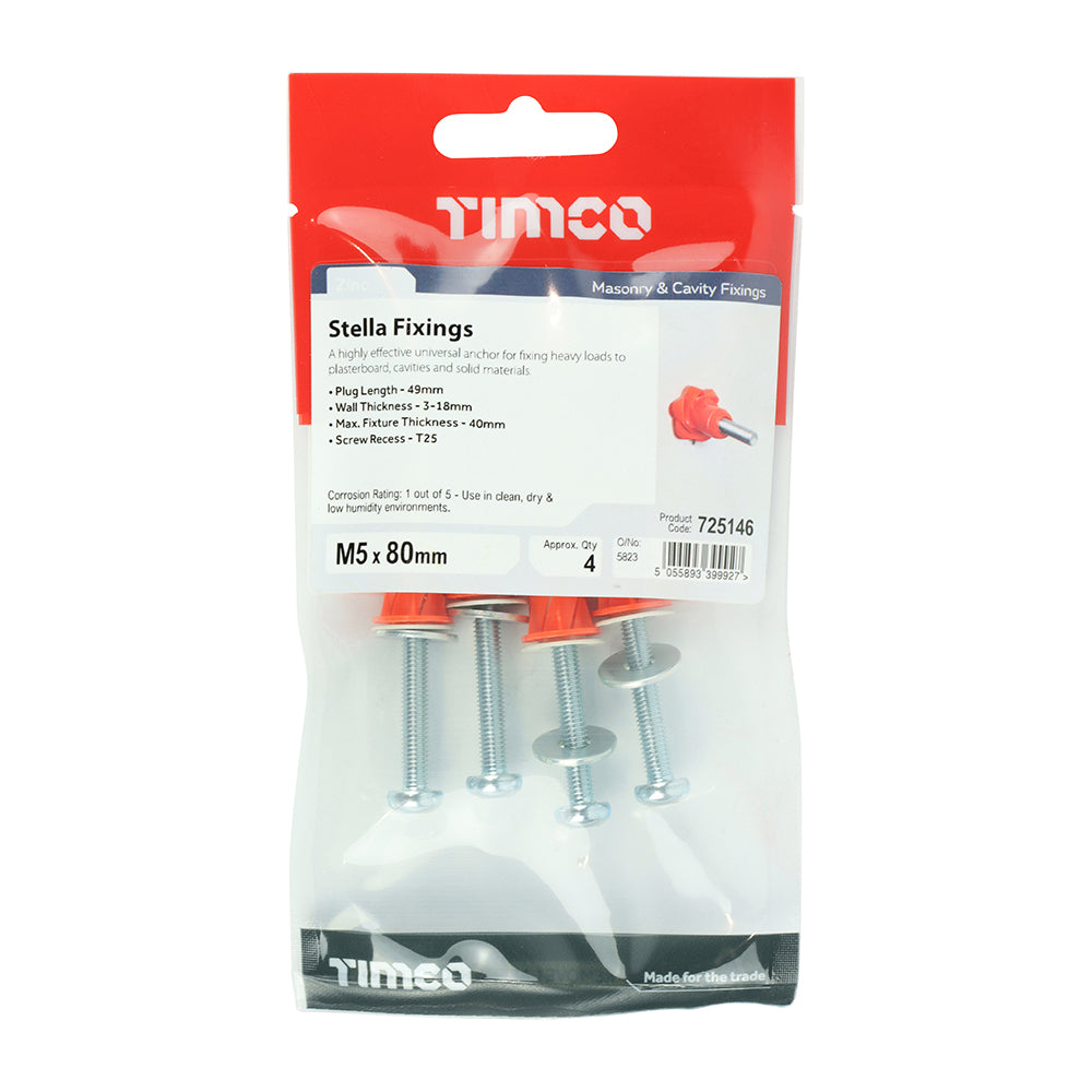 Stella Fixing Anchor TX PAN Red - M5 X 80mm