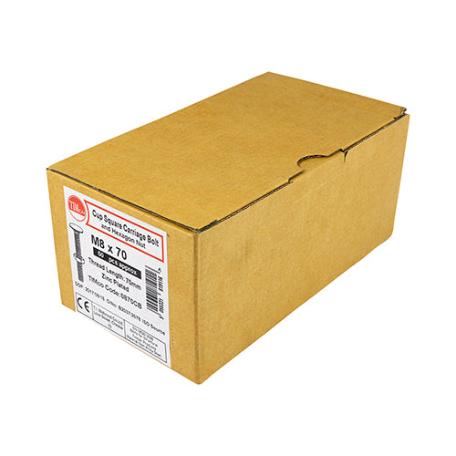 Carriage Bolt & Hex Nut - BZP - M6 x 100 - 100 pack