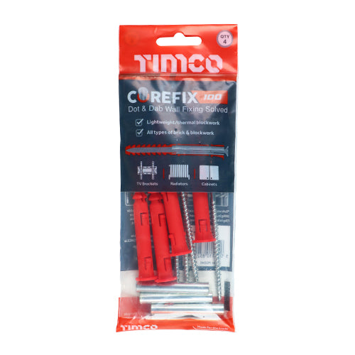 Corefix Dot & Dab Wall Fixing - 5.0 x 100 - 4 pack
