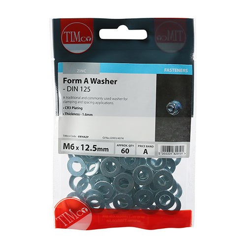 Form A Washer DIN 125A - BZP - M6 - 60 pack