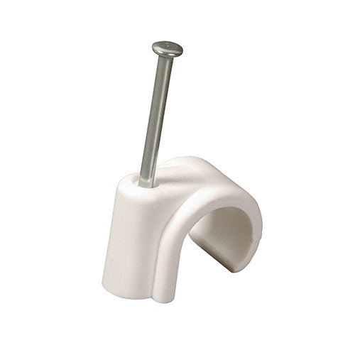 Nail In Pipe Clip - White 10mm  - 50 pack