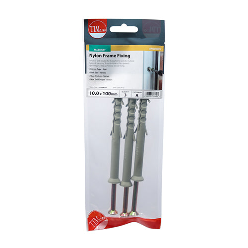 Nylon Frame Fixing - BZP 10.0 x 100 - 3 pack