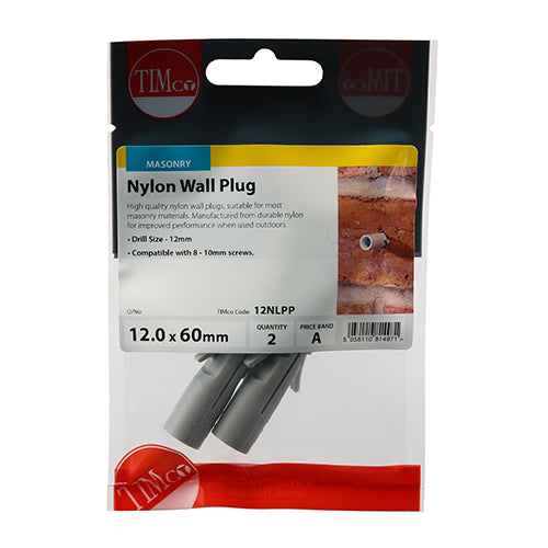 Nylon Plug 12.0 x 60  - 2 Pack