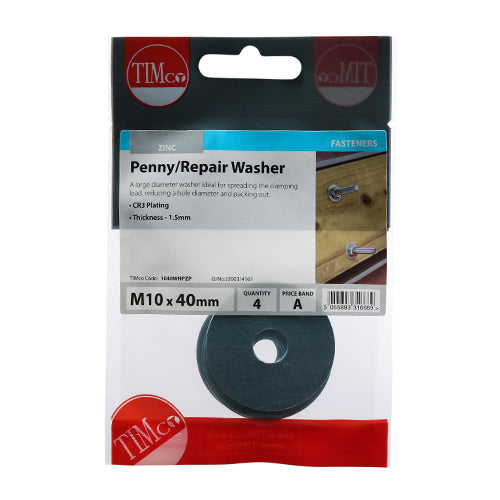 Penny Washer DIN 9054 - BZP M10 x 40 - 4 pack