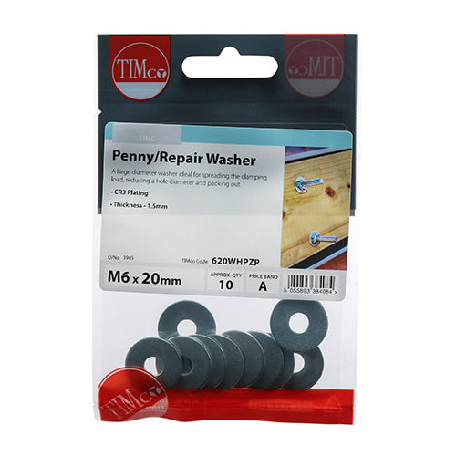 Penny Washer DIN 9054 - BZP M6 x 20 - 10 pack