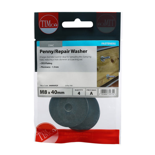 Penny Washer DIN 9054 - BZP M8 x 40 - 4 pack