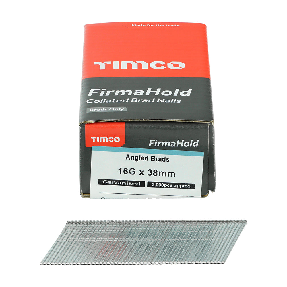 FirmaHold Collated Brad Nails - 16 Gauge - Angled - Galvanised  38mm   - 2000 pack