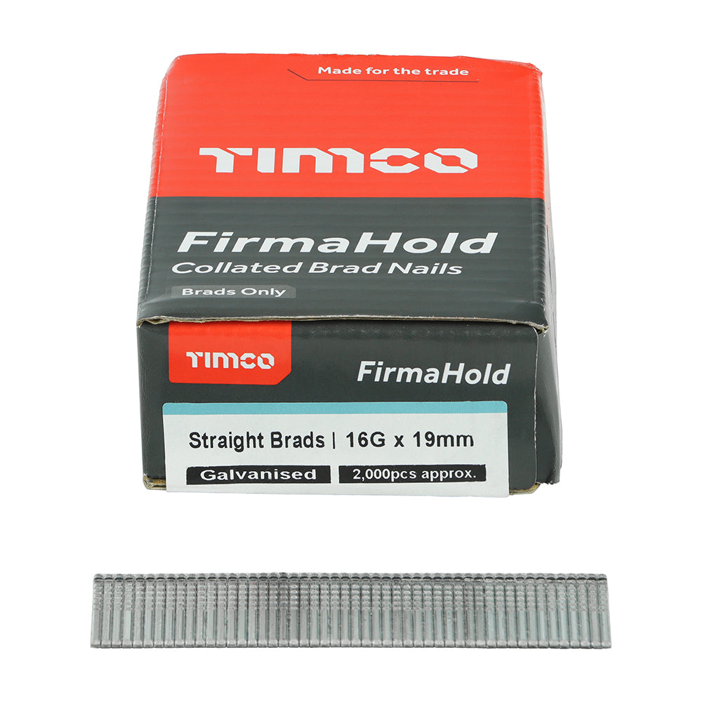FirmaHold Collated Brad Nails - 16 Gauge - Straight - Galvanised  19mm    - 2000 pack