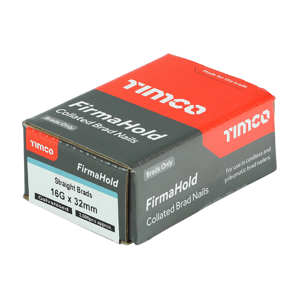 FirmaHold Collated Brad Nails - 16 Gauge - Straight - Galvanised  32mm  - 2000 pack