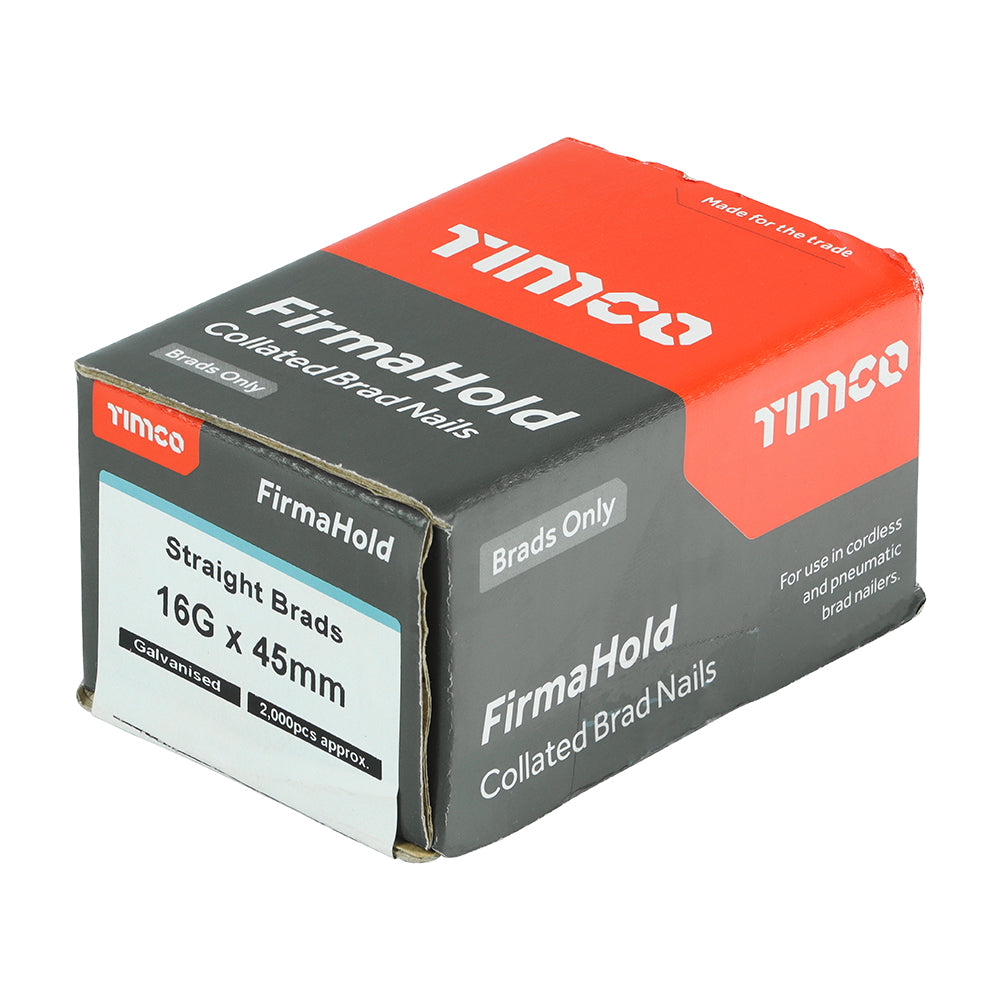 FirmaHold Collated Brad Nails - 16 Gauge - Straight - Galvanised  45   - 2000 pack
