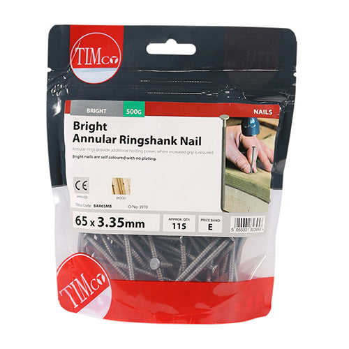 Annular Ringshank Nail -Bright - 65 x 3.35 - 0.5kg