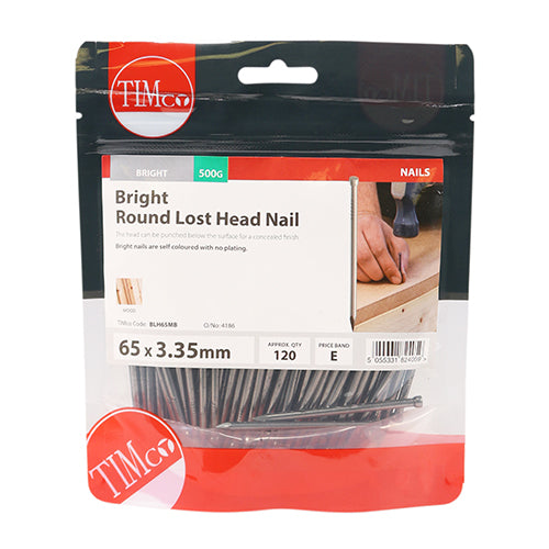 Round Lost Head Nail - Bright 65 x 3.35 - 0.5kg