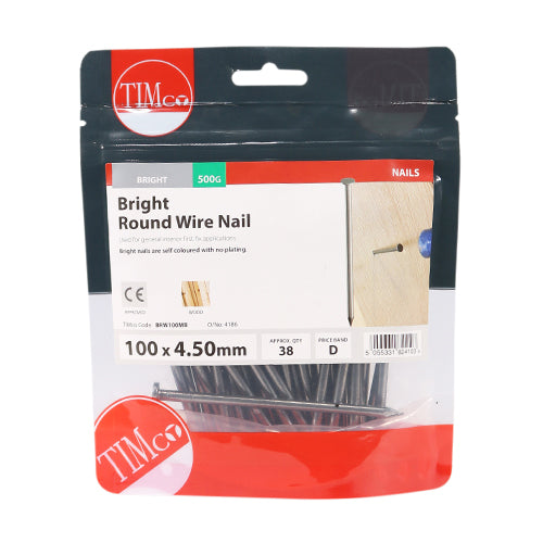 Round Wire Nail - Bright 100 x 4.50 - 0.5kg