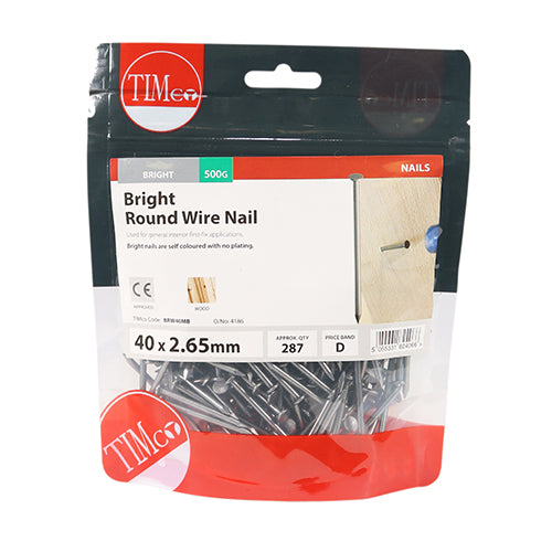 Round Wire Nail - Bright 40 x 2.65 - 0.5kg