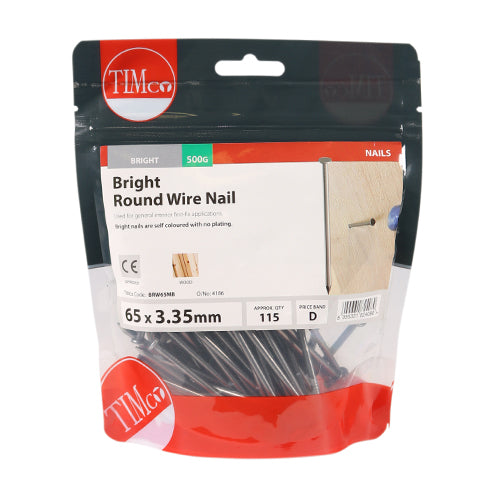 Round Wire Nail - Bright 65 x 3.35 - 0.5kg