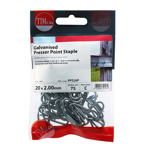 Presser Point Staple - Galvanised 20 x 2.00 - 75 pack