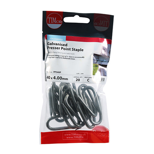 Presser Point Staple - Galvanised 40 x 4.00 - 20 pack