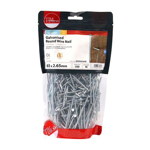 Round Wire Nail - Galvanised 65 x 2.65  - 1kg