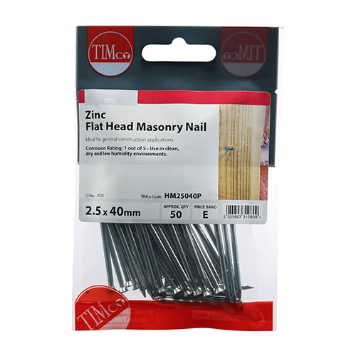 Masonry Nail 2.5 x 40 - 50 pack