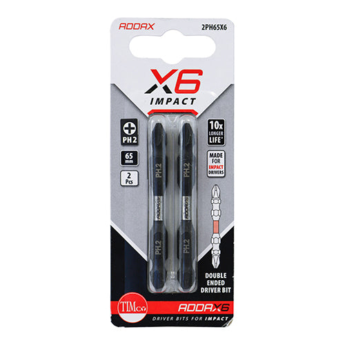 Impact Double-Ended Driver Bits PH2 65mm  -2 pack