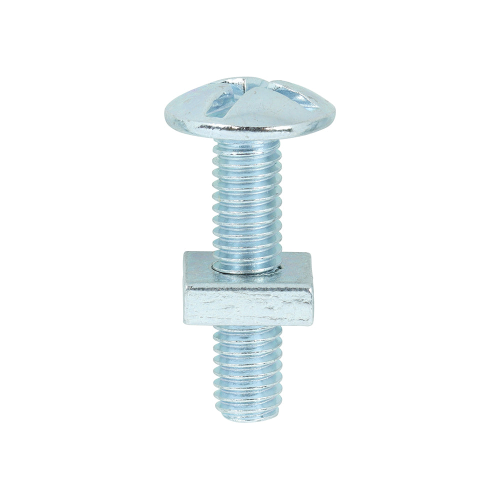 Roofing Bolts with Square Nuts - Zinc M6 x 25  Box 100