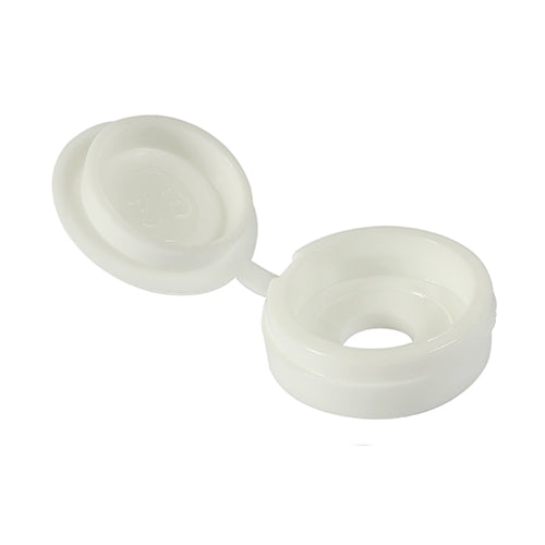 Hinged Screw Caps - Large - White To fit 5.0 to 6.0 Screw - 50 pack
