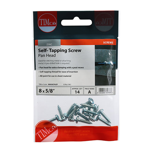 Self Tapping Screw PZ2 PAN - BZP - 8 x 5/8 - 14 pack