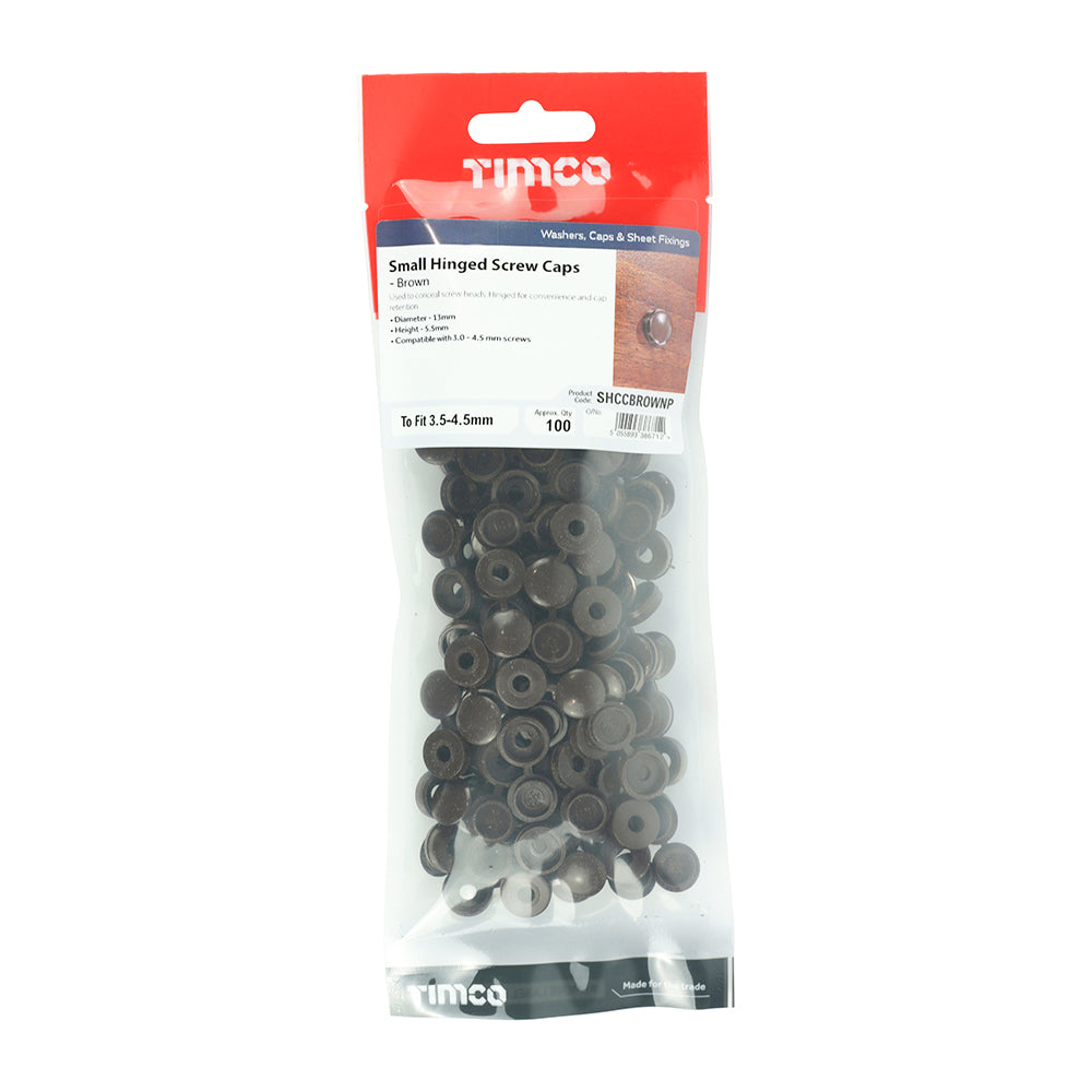 Small Hinged Screw Cap - Brown - To fit 3.0 to 4.5 Screw - 100 pack