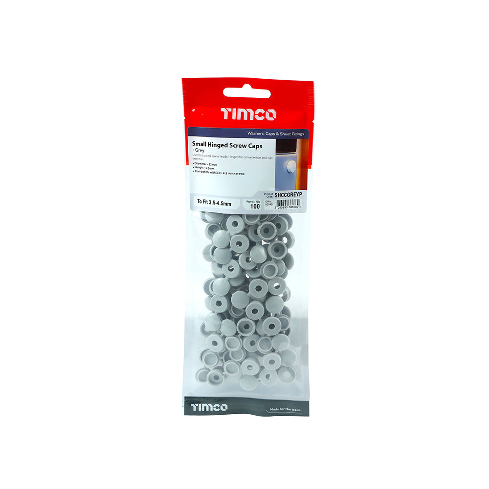 Small Hinged Screw Cap -L Grey - To fit 3.0 to 4.5 Screw - 100 pack