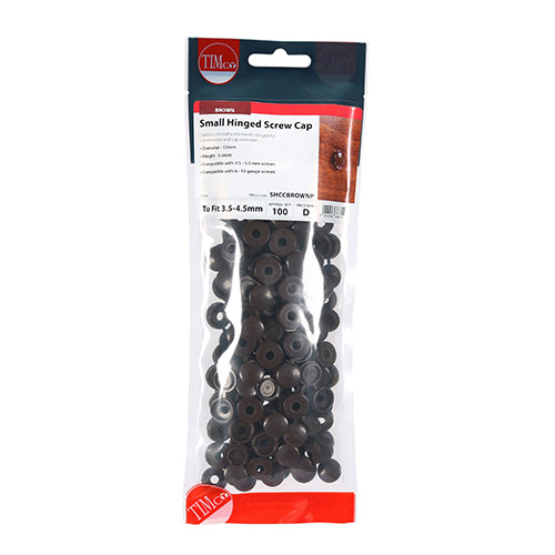 Small Hinged Screw Cap - Brown - To fit 3.0 to 4.5 Screw - 100 pack