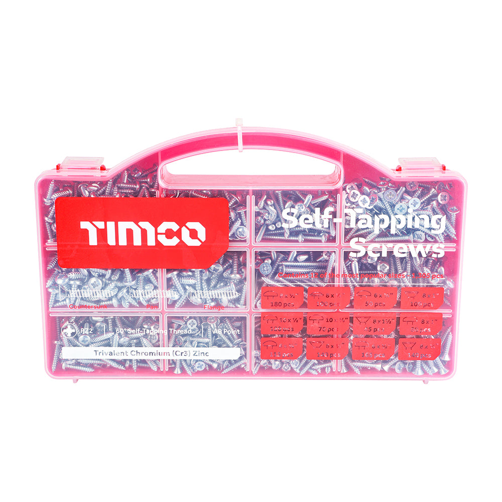 Self Tapping Screw Mixed Tray Zinc - 1305 pack