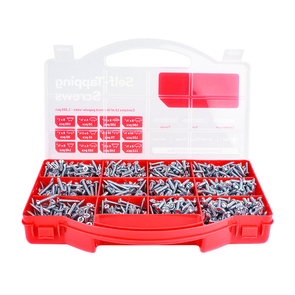 Self Tapping Screw Mixed Tray Zinc - 1305 pack