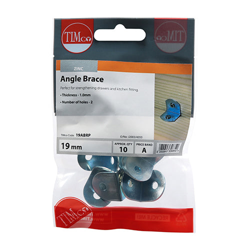 Angled Brace - BZP - 19 x 19 x 19 - 10 pack